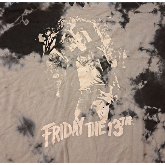 Friday the 13th Jason HOT TOPIC Slashed Neckline Tie Dye Horror Adult 3XL Shirt - Picture 3 of 7